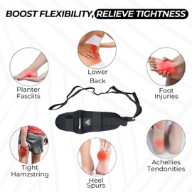 Calf Stretcher & Foot Stretcher For Plantar Fasciitis Relief, Heel Spur, Foot Drop, Achilles Tendonitis & Hamstring, Physical Therapy Equipment, Leg Stretcher, Improves Strength & Flexibility (Black)