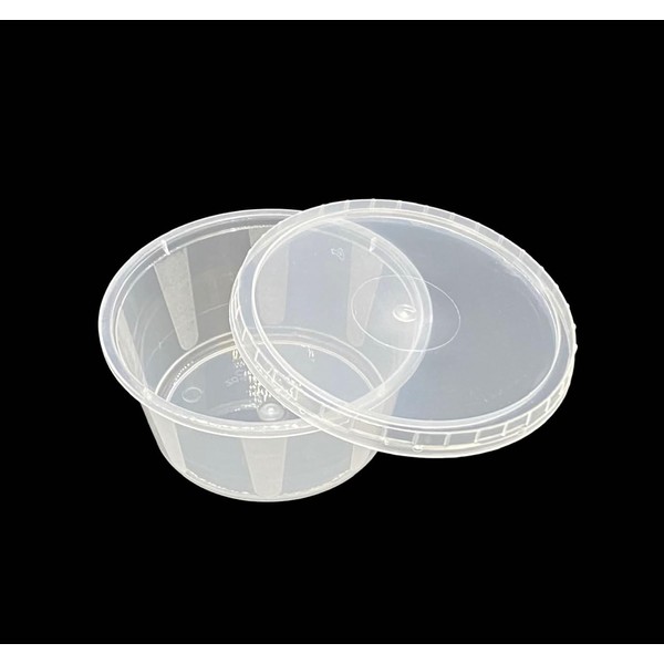 50 Round Food Containers | 2oz Plastic Pots with Separate