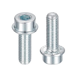 sourcing map M8x25mm Flanged Socket Head Cap Screws, 20pcs 8.8 Grade Carbon Steel Hex Socket Head Serrated Flange Bolts Machine Screws