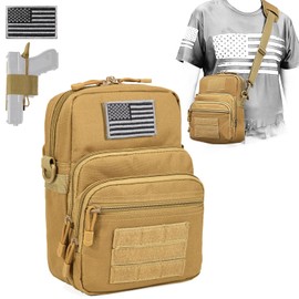 DBTAC DO MORE & BE MORE Tactical Gun Pouch Purse | 3L CCW Crossbody Travel Bag w/Shoulder Strap | Compact Tactical Shoulder Bag w/Gun Holder, Tan