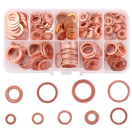 Rantecks 200PCS Copper Washer Assortment Set Copper Metric Sealing Washers Copper Flat Washer Gasket-M5 M6 M8 M10 M12 M14