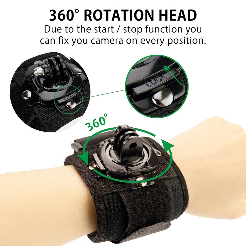 MyGadget Wrist Mount Compatible with GoPro, 360 Degree Rotatable with