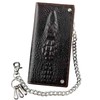 Mens Long Crocodile Head Motorcycle Punk Leather Wallet With a Biker Chain L73