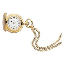 REGENT Savonnette Women's Pocket Watch with 70 cm Chain 26 mm Diameter Quartz White Dial in Various Designs, P-762 - Gold / Crest, Classic