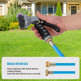 LALFPET Retractable Garden Hose Reel With Wall Mounted Hose Reel - Convenient and Kink-Free, Auto Rewind System, 9-Function Sprayer Nozzle, 180° Swivel Bracket