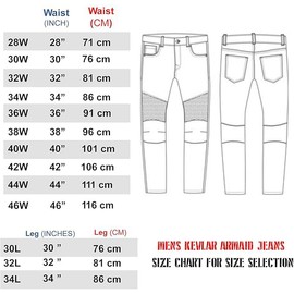 Motorcycle Jeans ProtectiveMotorcycle Denim Jeans Pants Reinforced Hip and Knee Safety with CE Removable Armor, (US, Waist Inseam, 44, 30, Regular, Regular, Black)