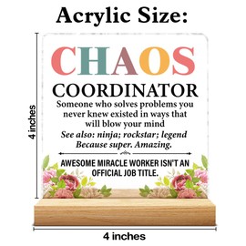 Chaos Coordinator Gifts for Women, Thank You Gifts for Teacher Coworker Boss Lady Doctor Nurse, Chaos Coordinator Clear Acrylic Desk Decorative Sign Home Office Decor