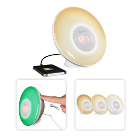 OttLite Wake Up Light with White Noise, Color Changing, Sunrise Simulation, 7 Wake Up Sounds, Snooze Function, 2 Alarms