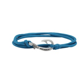 Chasing Fin Fish Hook Pendant Bracelet - Cool 30-Inch Military-Grade 550 Paracord Bracelet & Anklet - Adjustable Size, 100% Nylon Nautical & Fishing Accessory - J-Hook Pendant, Pewter (Sea Blue)