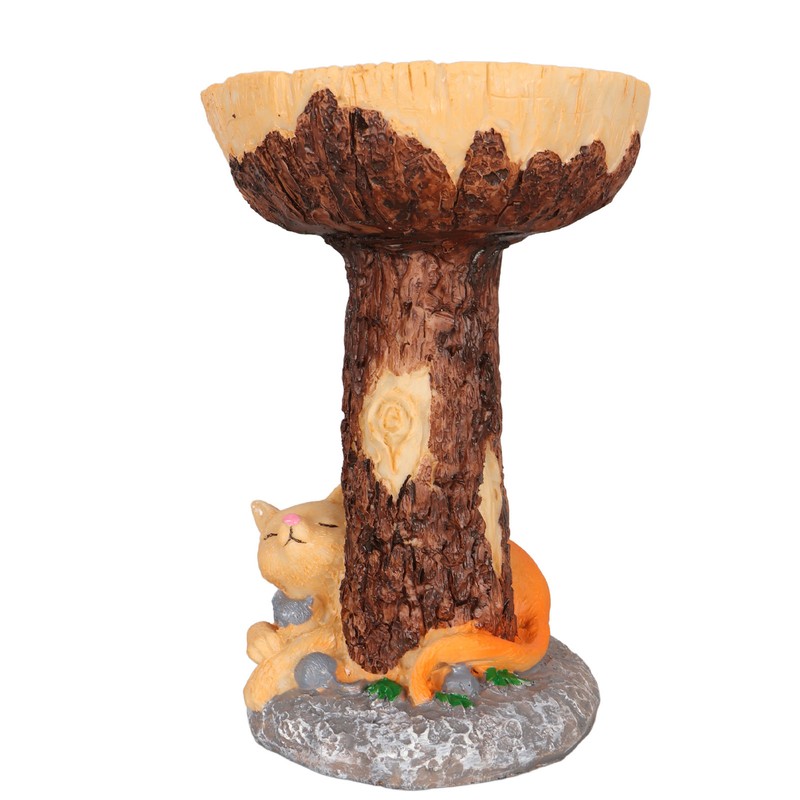 Cat Bird Bath Statue Durable Resin Bird Bath Bowl Exquisite