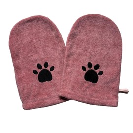 Penny & Niko Microfiber Pet Towel Mitts - Paw Cleaning and Drying Mitts/Gloves for Dogs and Cats (Salmon, Standard - 2 Pack)