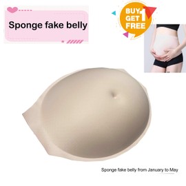BIMEI fake pregnant belly thin sponge breathable fake belly pad to send cloth bag (1-5M, Beige)