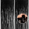 2pcs 3.2 x 8.3ft Glitter Black Tinsel Foil Fringe Curtain Door Tinsel Curtain Streamers Party Curtain Photo Banner Decorations for Birthday School Graduation Hen Party Decorations Black