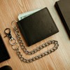 Bikers RFID Safe Pure Leather Bi-fold Chain Wallet Key Holder
