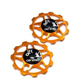 JRC Components 11T Ceramic Pulley Wheels | Compatible with Shimano, SRAM & Campagnolo 9/10/11 Speed for Road Systems | Hybrid Ceramic Derailleur Pulley Wheels - Orange