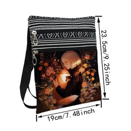 LiuenMgg Floral Fox Messenger Bag Small Ethnic Pattern Printed Adjustable Strap Crossbody Zipper Bag Floral Fox Phone Bag Wallet Cute Shoulder Handbag for Women Friends -2