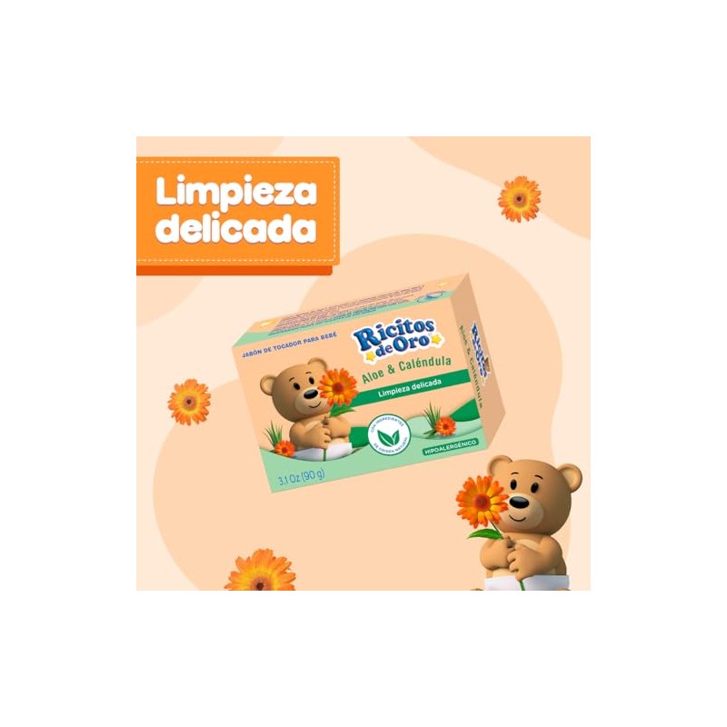 Ricitos de Oro, Jabón Corporal en barra Aloe y Caléndula,