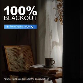 CYCMACO 100% Blackout Curtains, Set of 2, 140 x 260 cm, Thermal Curtains, Linen Look, Opaque Curtain with Eyelets, Soundproofing Curtain, Bedroom Curtains, Modern, Natural