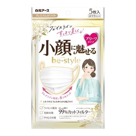 Hakugen Earth Bee Style Pleated Type, Normal, White, 5 Pieces