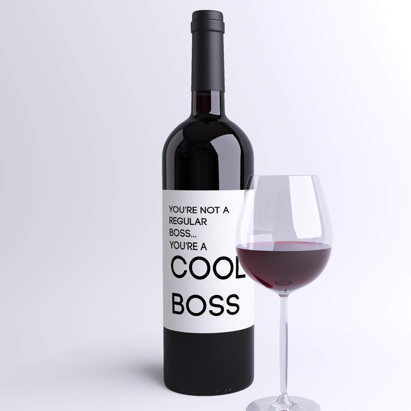 4 Boss Gift Wine Bottle Labels Funny Boss's Present |