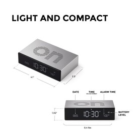 Lexon Flip プレミアムデジタル目覚まし時計 - 充電式デスククロック オン/オフ面付き - スヌーズ機能 ピュアVA LCDディスプレイ タッチ&サウンドセンサー アルミニウム - ブラック