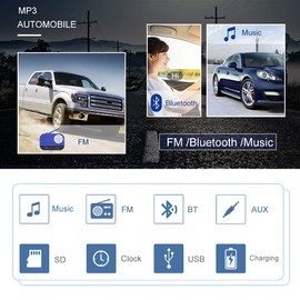 1 Din Car Radio Auto Audio Stereo Autoradio Bluetooth USB AUX FM Radio Support Rear View Camera and Steering Wheel Remote Control