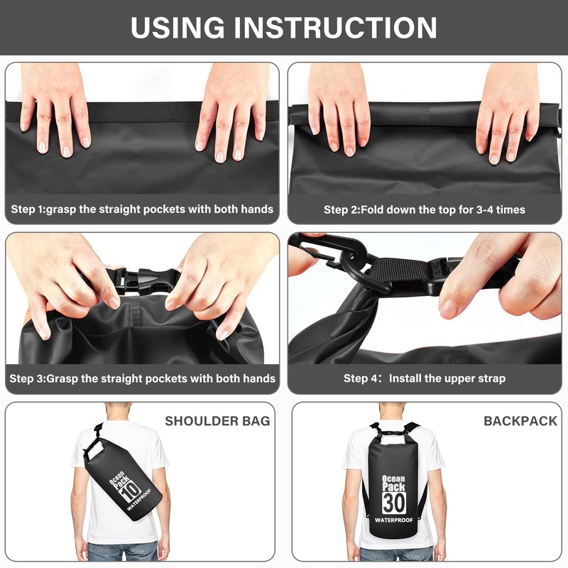 Invool Dry Bag, 5L/10L/20L/30L Waterproof Dry Bag, Dry Sack with