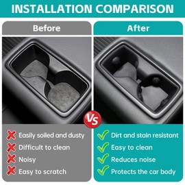 OUSUWO Rear Row Seat Cup Holder Organizer Compatible with 2019 2020 2021 Toyota RAV4 Accessories, Noise-Free Water & Dust Proof TPE Insert Backseat Drink Holder for 2019-2021 RAV 4 Accessories