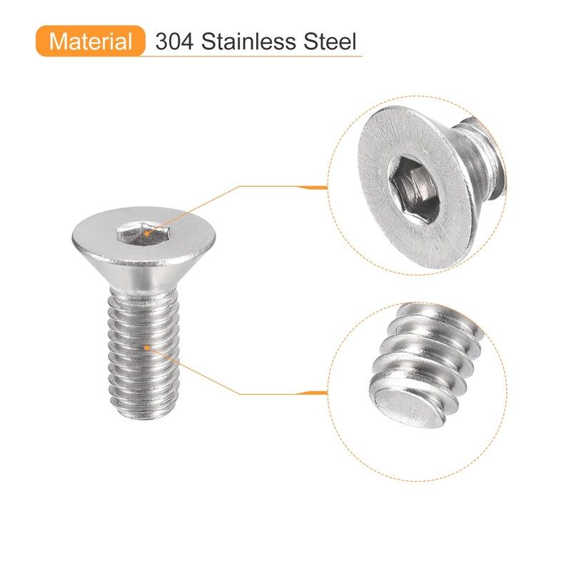 QUARKZMAN #10-32x1/2 Inch Flat Countersunk Socket Cap Screws 50pcs 304