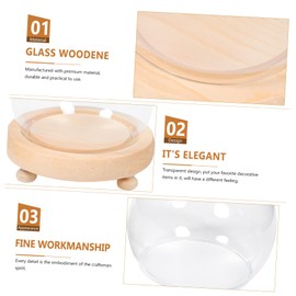 NOLITOY 1set Decorative Eternal Flower Glass Cover with Wooden Base Spherical Display Dome for Preserved Flowers Stylish Tabletop Centerpiece Unique Idea for Home Decor and Events