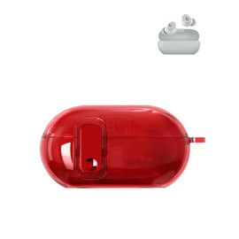Compatible with Beats Solo Buds-Ear Headphones，True Wireless Noise Cancelling Earbuds,Clear Soft TPU Full Body Shockproof Protective Cover with Lanyard,Transparent Red