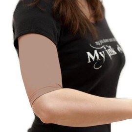 Tatjacket Tattoo Cover Up Concealer Sleeve, (2-PACK), Upper Arm or Calf coverage, UPF 50 Protection, Slip Free, for Men & Women (Unisex), MEDIUM, BROWN