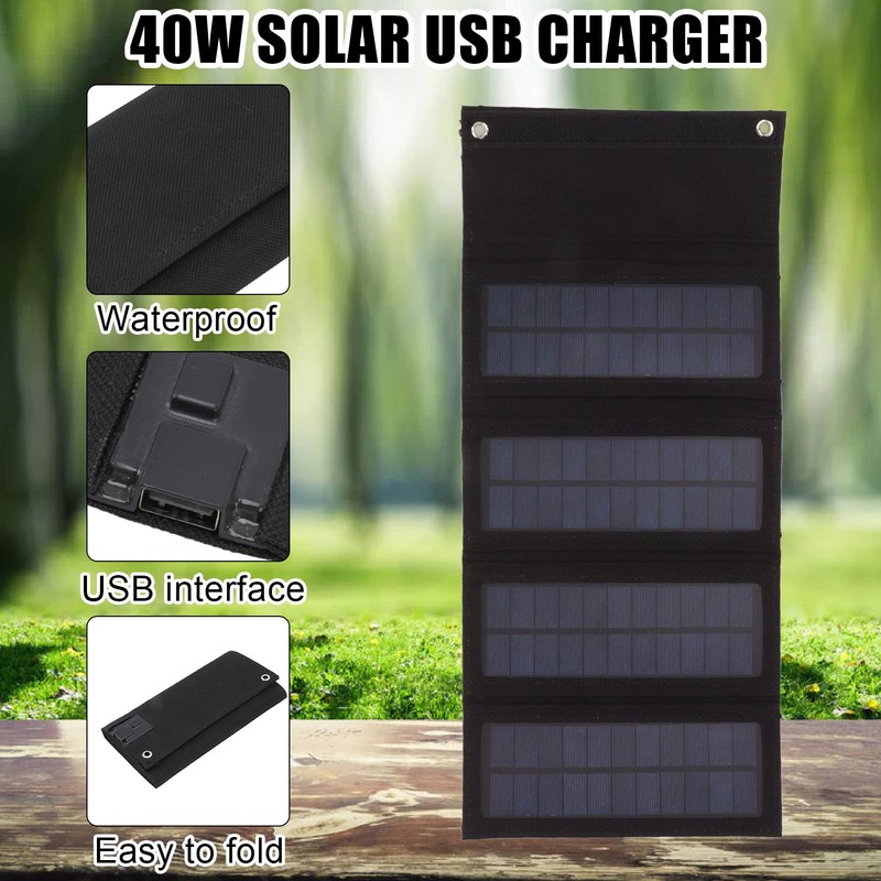 Portable Solar Panel, 40 W, Foldable Solar Panel, Solar Charger,