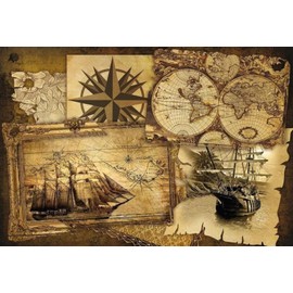 Schatzmix F0097-X Old World Maps and Ships Metal Sign 20 x 30 cm Decorative Tin Sign, Tin, Multi-Colour, 20 x 30 cm