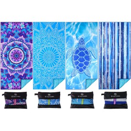 4 Pack Microfiber Oversized Lightweight Beach Towel 71"x32" XL Extra Large Thin Sand Free Towels Travel Swim Pool Yoga Gym Camping for Adults Women Men Beach Essentials Accessories Vacation Gift