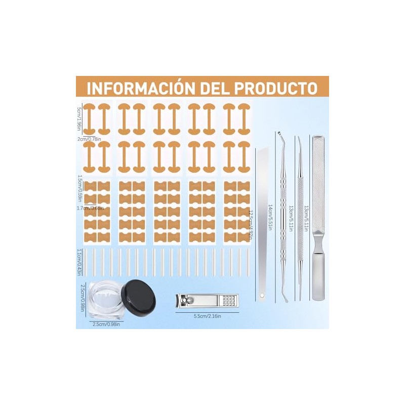 LUSCOR Kit Para Uñas Enterradas,Professional Ingrown Toenail Set,Pegatinas Para Uñas,
