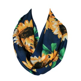 etwoa del color azul marino patrón de girasol infinity bufanda Círculo Bucle Bufanda
