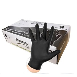 Supreme TTF Black Nitrile Disposable Gloves Non Latex Powder Free 100 Gloves Per Box (Black, Medium [Size 8])