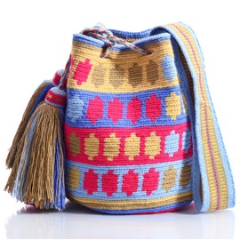 WYOU Designer Collection, Handwoven Hobo Bucket Bag in Wayuu Crochet, Design 66, Large