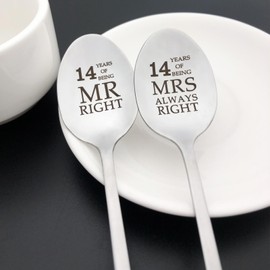 14th Anniversary Spoon Gifts for Men Women 14 Year Anniversary Present for Him Her Couples 14th Wedding Anniversary Spoon Gift for Husband Wife 14 Years of Marriage Gift