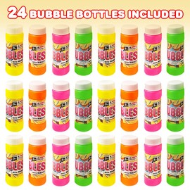 ArtCreativity 24 Pack Bubble Blower Bottles with Wands - 3.5 Inch - Bubble Toy for Kids with 2oz of Solution - Outdoor Summer Fun - Birthday Party Favors, Supplies for Boys and Girls - Assorted Colors