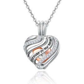 TANGPOET Ashes Necklace 925 Sterling Silver Urn Necklace for Ashes Heart Memorial Cremation Jewellery for Ashes Keepsake Pendant Necklace for Women Men Pet with Funnel Filler Kit