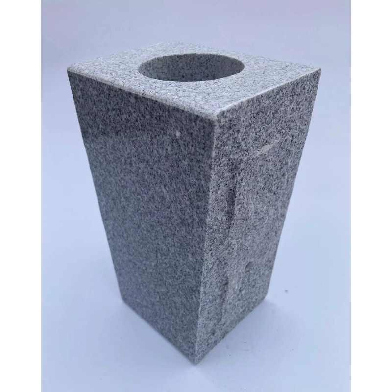 Granite Vase Tapered (5"x4"x9") Gray Cemetery Grave