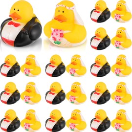 Jexine 24 Pcs Wedding Rubber Ducks Bride and Groom Rubber Ducks Bulk Decorations Wedding Gift Bag Presents Marriage Blessings Elegant Heartwarming Gift Bath Toys