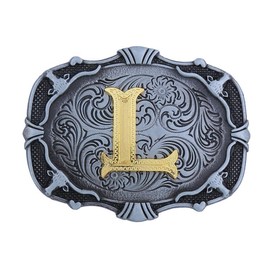Btilasif Wstern Cowboy Belt Buckle for Men Women Initial Letters ABCDJMR Texas Rodeo Belt Buckle for Boys Girls Husband Gifts,L