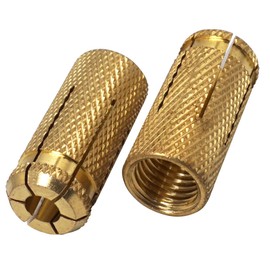 SKIR'CO (6 pcs) Brass Drop in Anchors M16 x 45 mm, Bolt Sleeve, Expansion Wall Dowels, Masonry Concrete Anchor