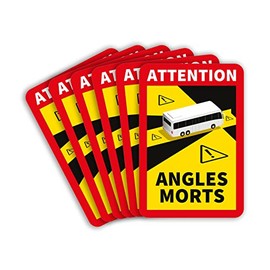 lepni.me 6 Pieces Bus Angles Morts Stickers for France | Extra Strong Adhesion and UV Protection | Attention Warning Sign | Vehicle Blind Spot Sticker (6PCS BUS)