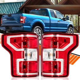 LIWEDFG Tail Light Assembly Compatible with Ford F150 2018 2019 2020 Halogen Type, OE-Style Rear Lamp Replacement for JL3Z-13404-H JL3Z-13405-H, w/Bulb and Harness, w/o LED, Left and Right Side