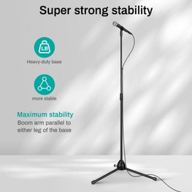AODSK Adjustable Microphone Stand with Heavy-Weighted Tripod Base, Universal Floor Standing Mic Holder, Height Adjustable (22" to 68") Recording, Singing Practice & Stage Performance