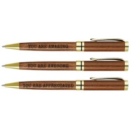 InnoBeta Thank You Pen Appreciation Gifts for Men, Women, Wooden Pen Set of 3, for Coworker Therapist Employee Friends
